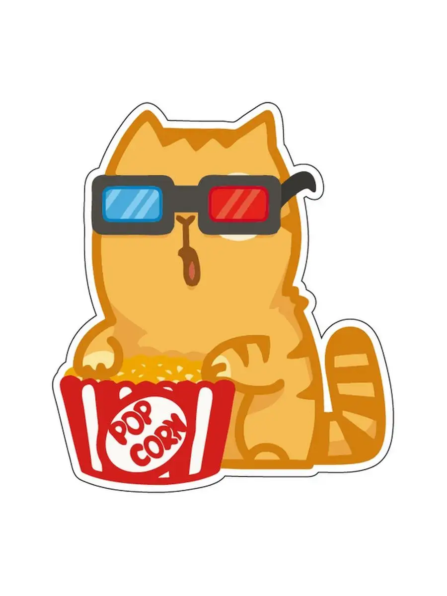 Кот ест попкорн gif