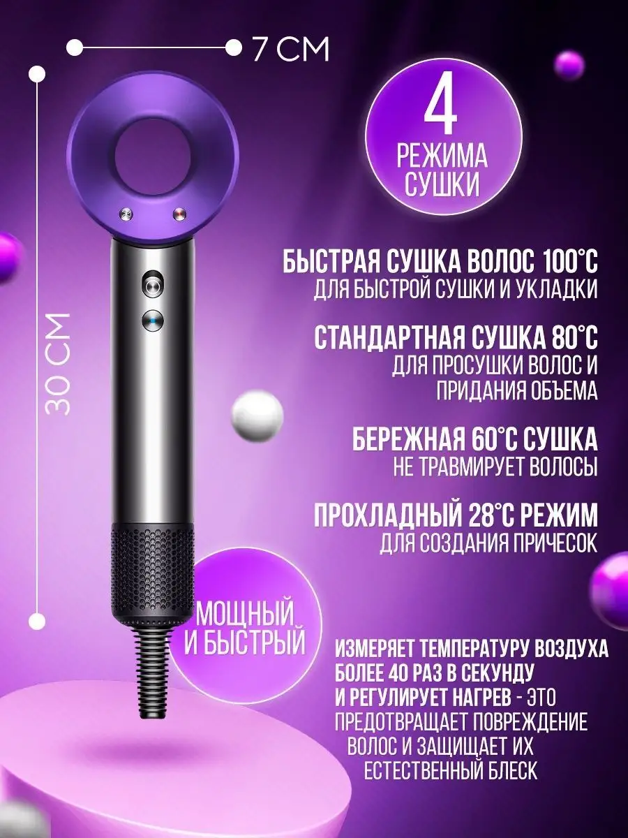 Профессиональный фен для волос мощный с насадками 5в1 Super hair dryer  купить по цене 2 683 ₽ в интернет-магазине Wildberries | 100797439