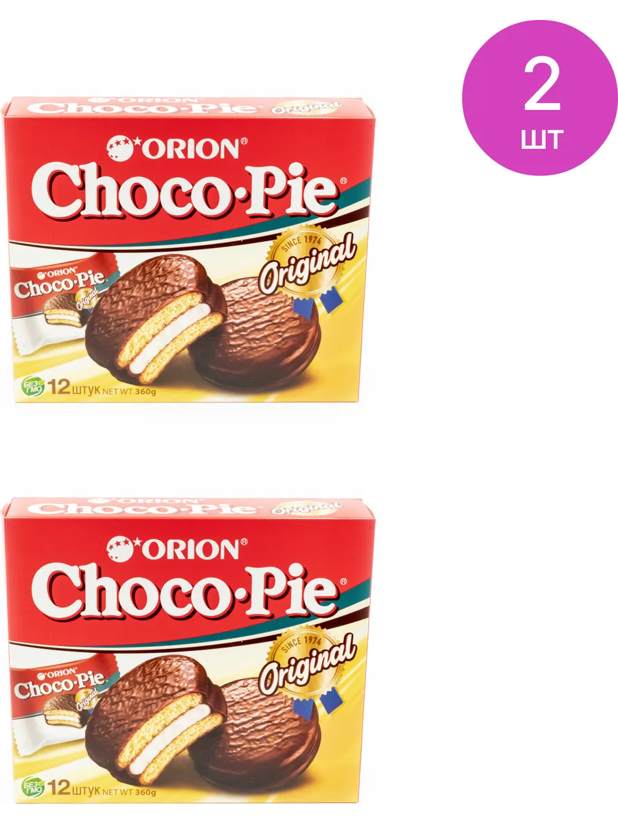 Печенье Orion Чокопай бисквитное, 12шт. (комплект из 2 шт) Choco-Pie купить  по цене 632 ₽ в интернет-магазине Wildberries | 72294343