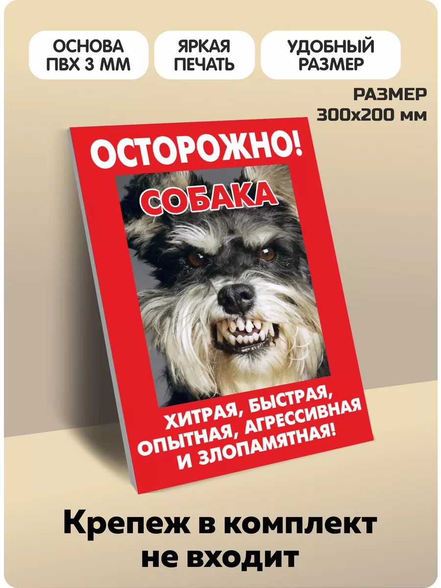 Табличка Злая собака 20х30 см ПВХ Территория охраняется Завод Рекламных  Конструкций купить по цене 180 ₽ в интернет-магазине Wildberries | 72327222