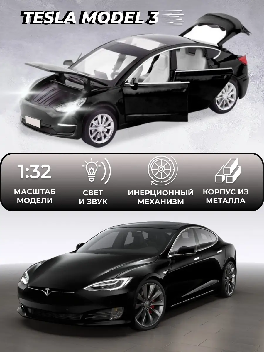 Vulpes Коллекционная машинка металлическая модель Tesla Model 3