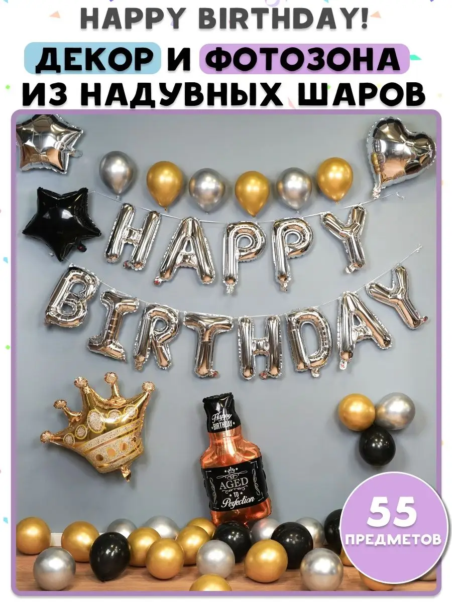 Шары воздушные набор буквы Happy Birthday. Шарики звезды Последняя цена  купить по цене 17,44 р. в интернет-магазине Wildberries в Беларуси |  74323654