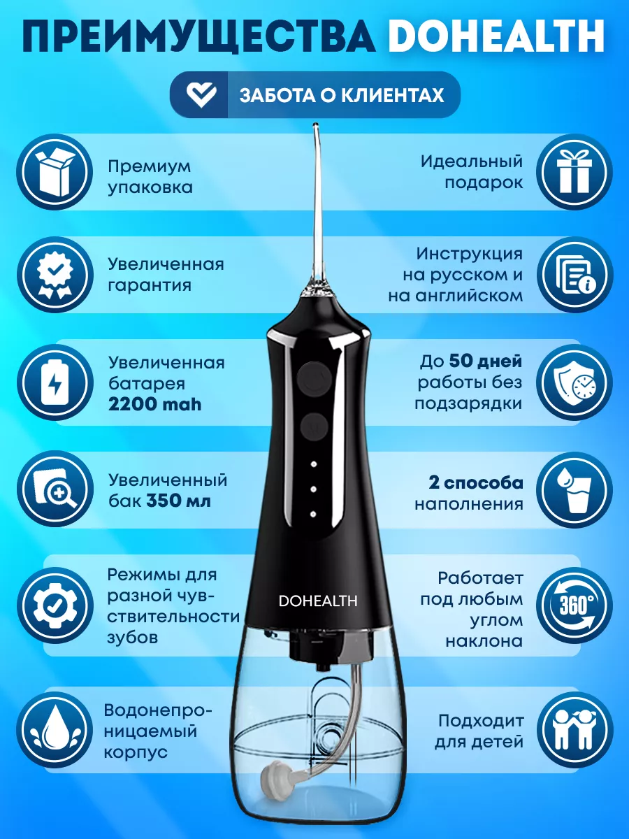 Ирригатор для зубов со щеткой DOHEALTH купить по цене 2 023 ₽ в  интернет-магазине Wildberries | 74643152