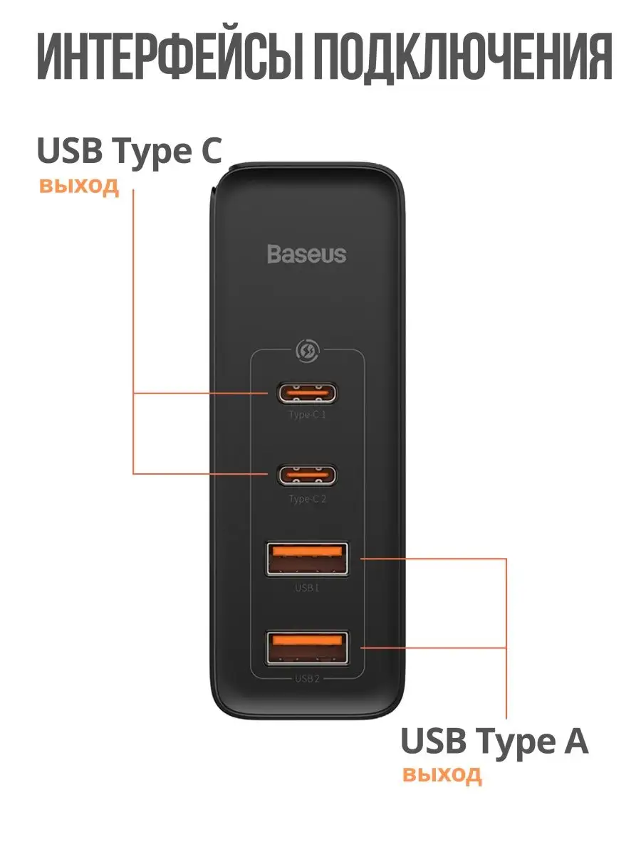 Зарядное устройство для телефона type c и ноутбука 100W BASEUS купить по  цене 3 258 ₽ в интернет-магазине Wildberries | 75370640