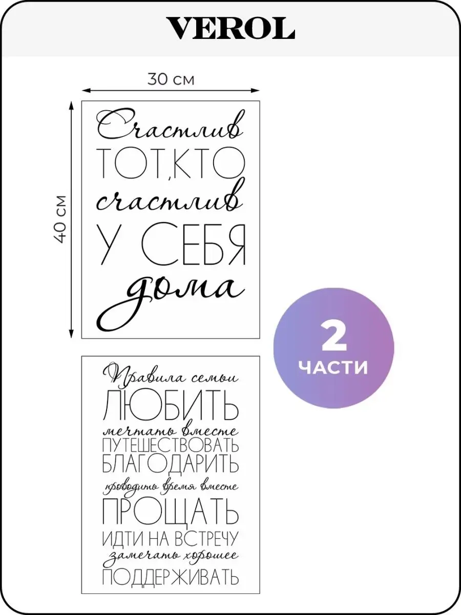 Интерьерные постеры на стену набор 2 штуки Правила семьи VEROL купить по  цене 261 ₽ в интернет-магазине Wildberries | 75608852