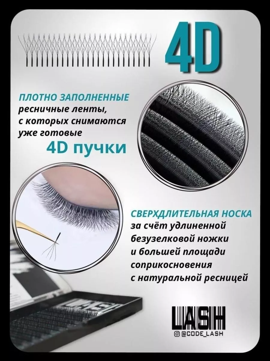 Черные ресницы Lash&Go готовые пучки (16 линий)