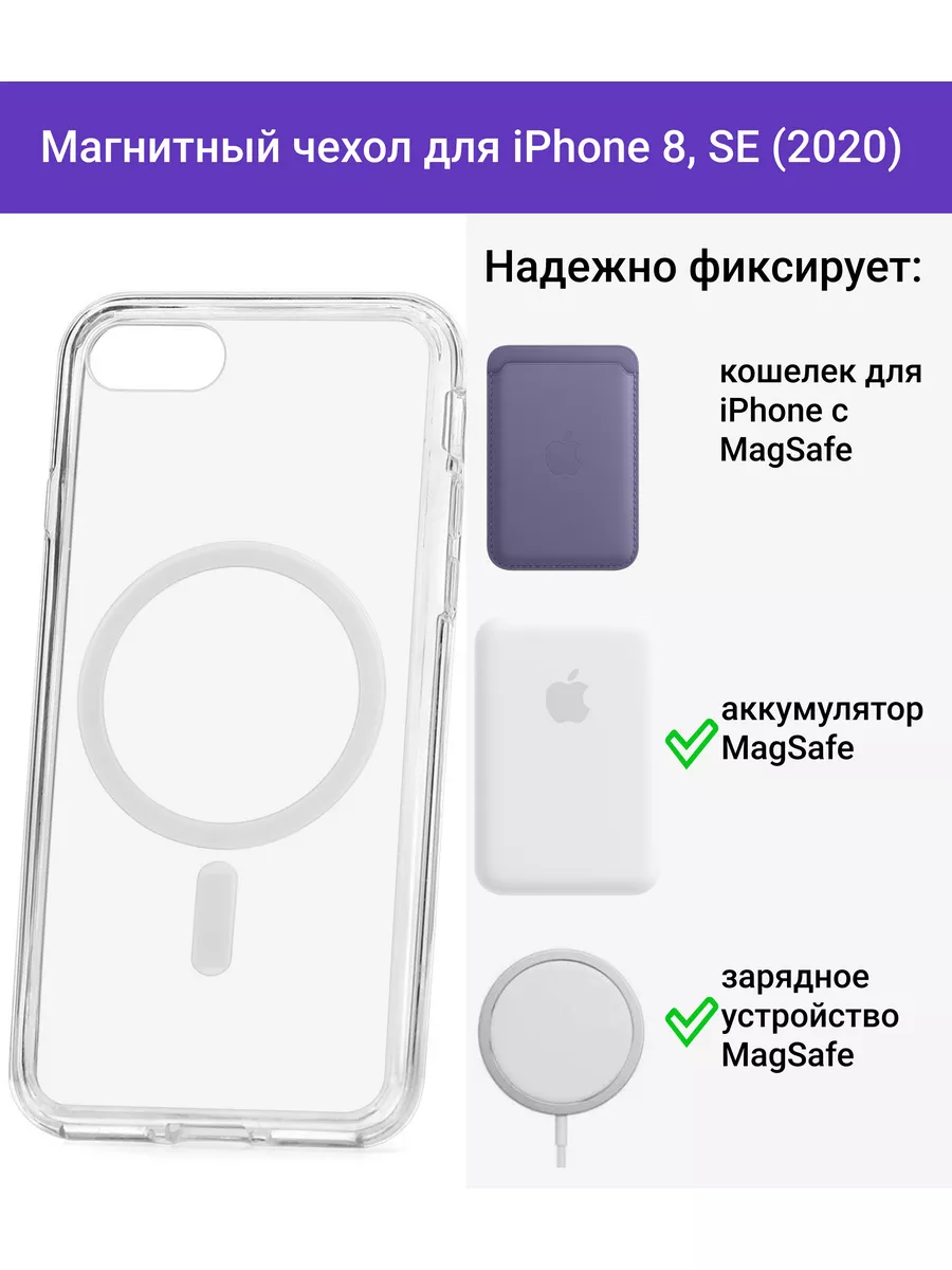 Чехол MagSafe на iPhone 8, SE 2020 2022 прозрачный Tech People купить по  цене 15,75 р. в интернет-магазине Wildberries в Беларуси | 76992258