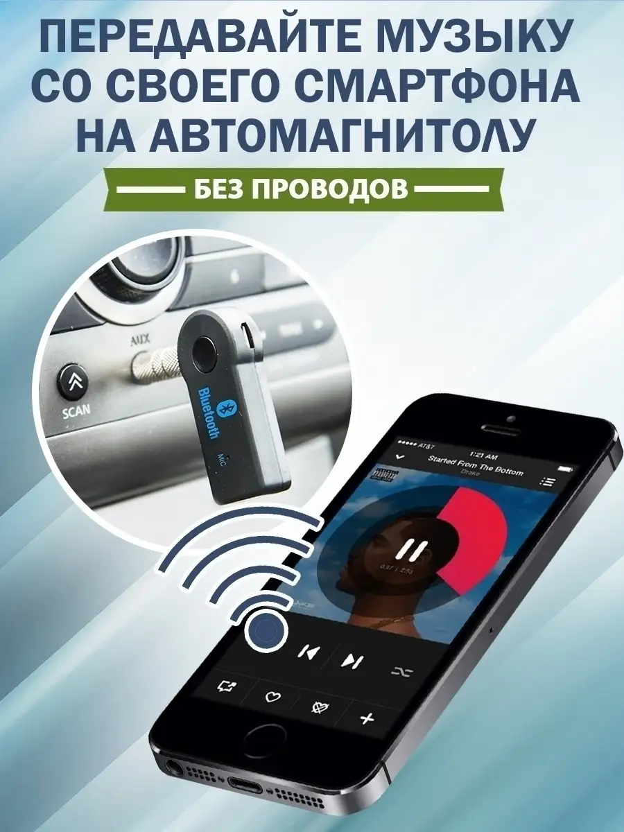 Блютуз bluetooth адаптер в машину aux для музыки