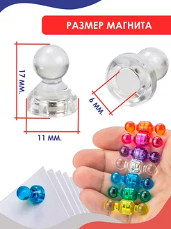 Small Clear Translucent Magnetic Push Pins (24 Pack)