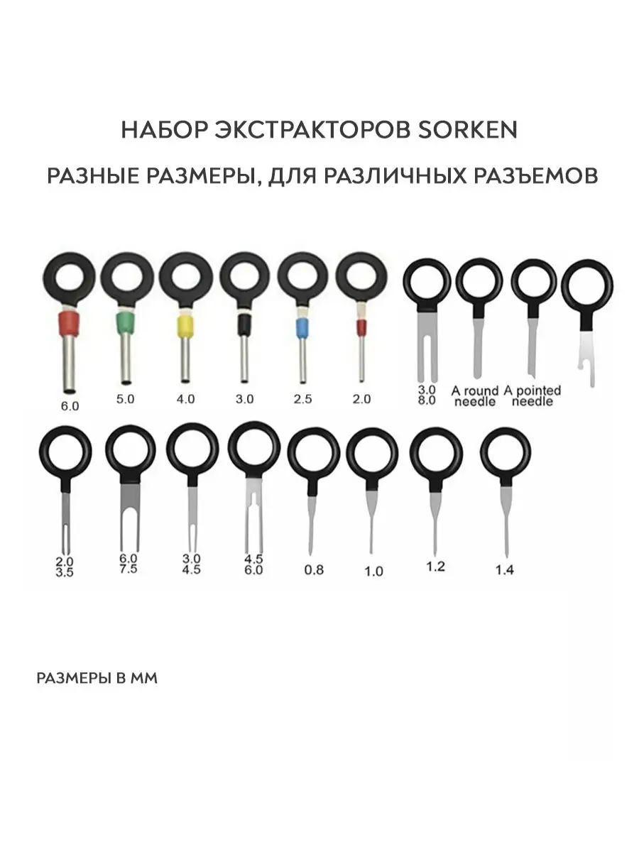 Набор для распиновки разъемов, экстрактор пинов, 18 шт SORKEN купить по  цене 290 ₽ в интернет-магазине Wildberries | 86984927