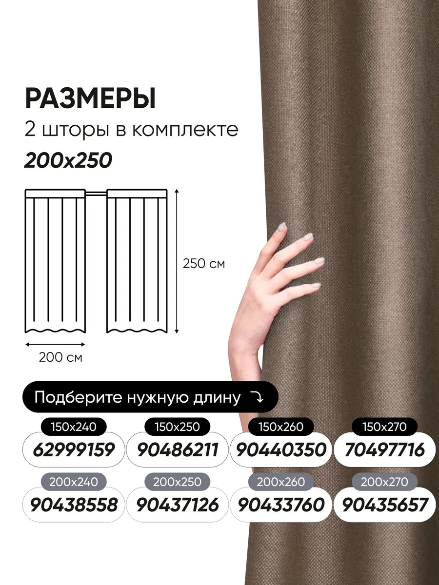 Pear Home Шторы блэкаут для гостиной и спальни 200х250 см 2шт рогожка