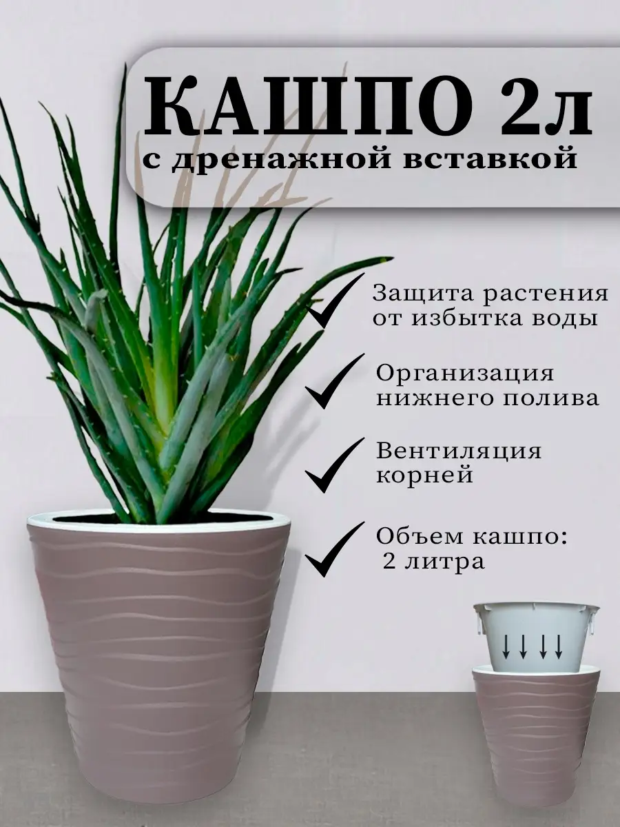 Горшок для цветов и кашпо мокко пластик 2 литра ТЕПЛЫЙ ДОМ купить по цене  425 ₽ в интернет-магазине Wildberries | 90727435