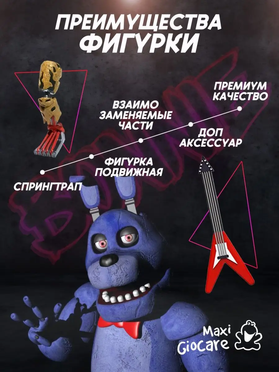 Коллекционная фигурка Бонни Аниматроники/ФНАФ/Игрушки/FNAF/Пять ночей с  Фредди купить по цене 1 553 ₽ в интернет-магазине Wildberries | 91295348