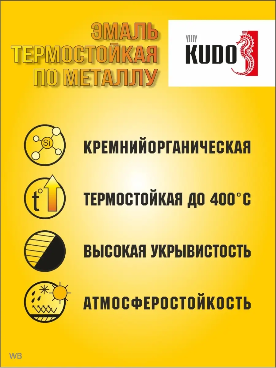 Эмаль аэрозольная термостойкая краска KUDO купить по цене 386 ₽ в  интернет-магазине Wildberries | 91679709