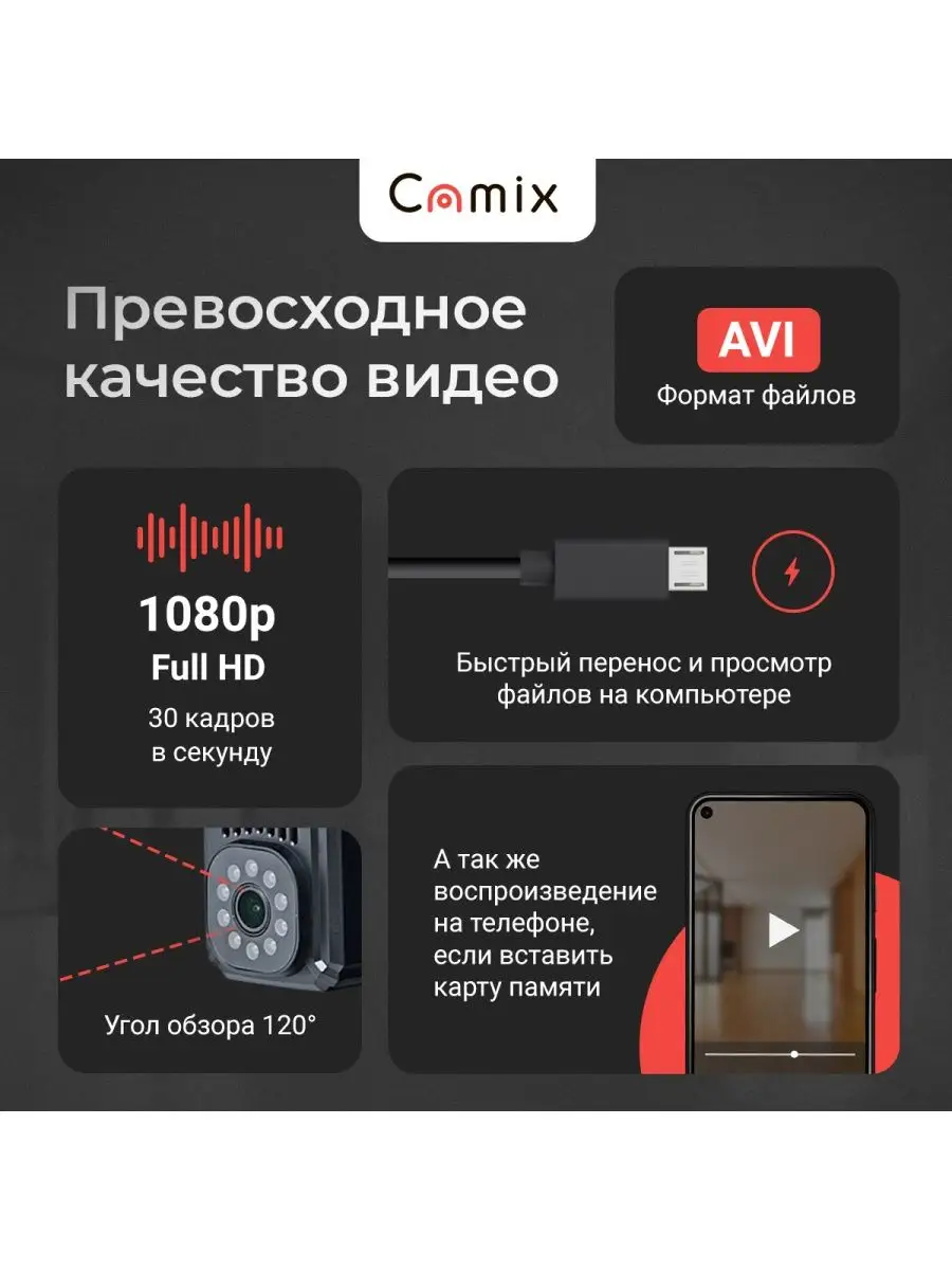 Скрытая камера видеонаблюдения DV170, мини видеокамера Camix купить по цене  4 248 ₽ в интернет-магазине Wildberries | 99389063